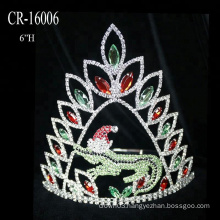 Green Crocodile Christmas Color Stone Pageant Crown